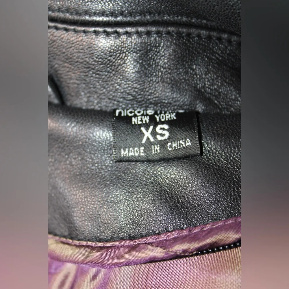 NICOLE MILLER Y2K Black Genuine Leather Coat Car Jacket (Detachable Liner) - Picture 16 of 17